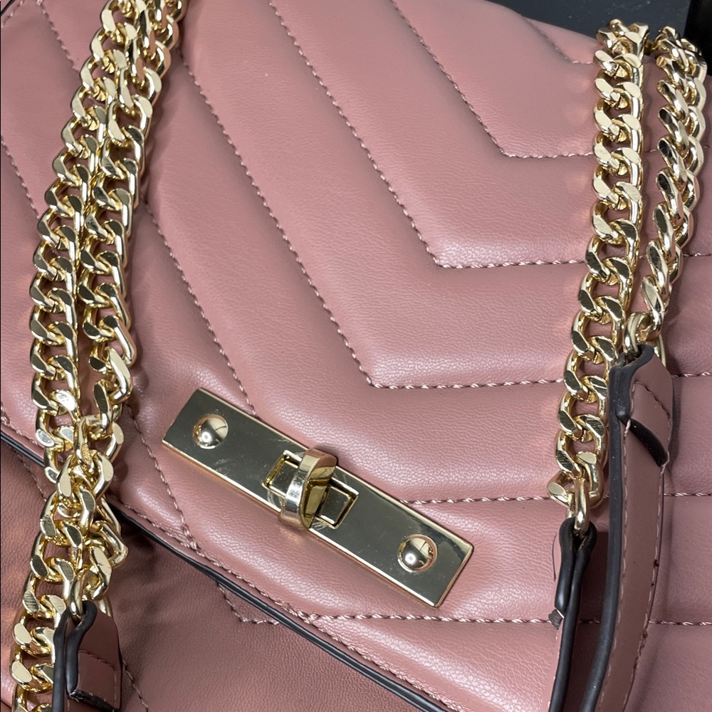 JustFab Blush Quilted Shoulder Bag with Gold Chain - Picture 11 of 12
